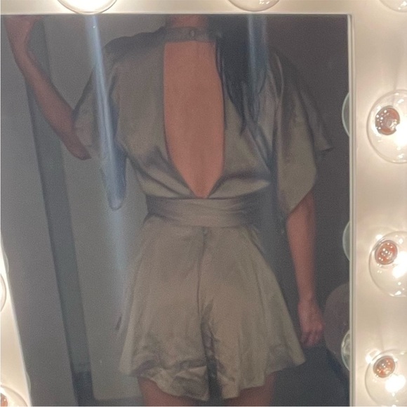 Lioness Satin Mini Dress in Tan - Picture 3 of 5